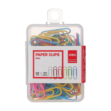 Deli Colored Paper Clips, 29mm, 100/pack, Assorted Colors