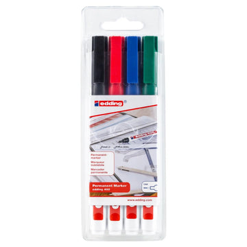 Edding 400 Permanent Marker Set, 1mm Bullet Tip, 4/pack