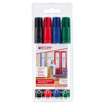 Edding 2000C Permanent Marker Set, 1.5-3mm Bullet Tip, 4/pack