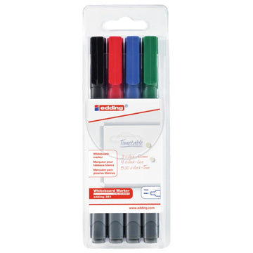 Edding 361 Whiteboard/Flipchart Marker Set, 1mm Bullet Tip, 4/set