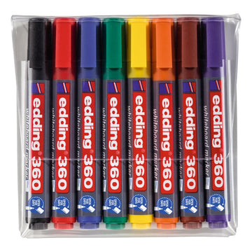 Edding 360 Whiteboard/Flipchart Marker Set, 1.5-3mm Bullet Tip, 8/set
