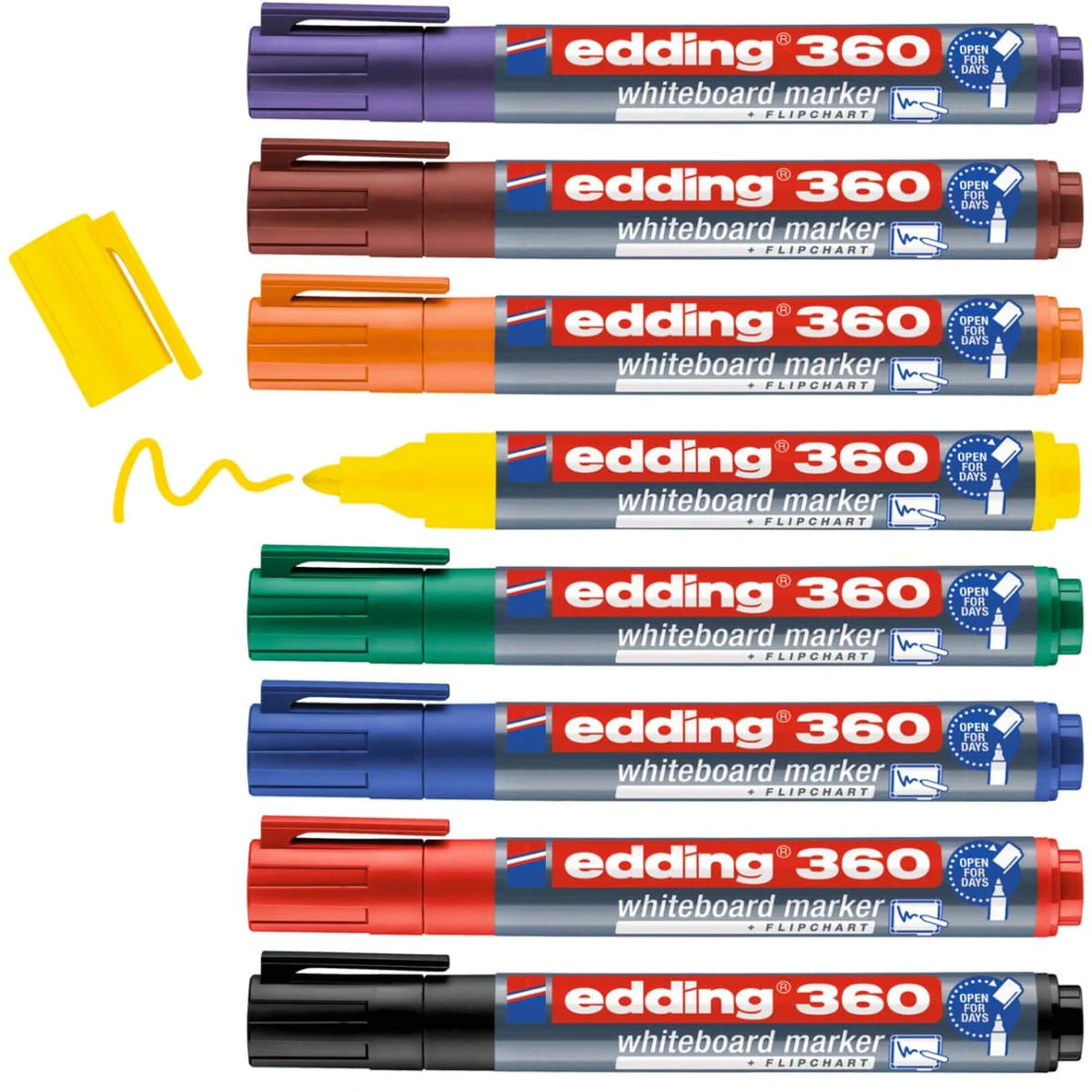 Edding 360 Whiteboard/Flipchart Marker Set, 1.5-3mm Bullet Tip, 8/set