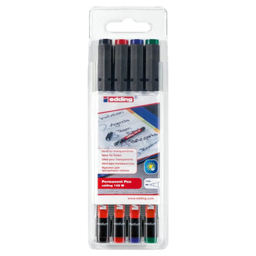 Edding 142 M Permanent Multi-Marker Set Medium, 1mm, 4/pack