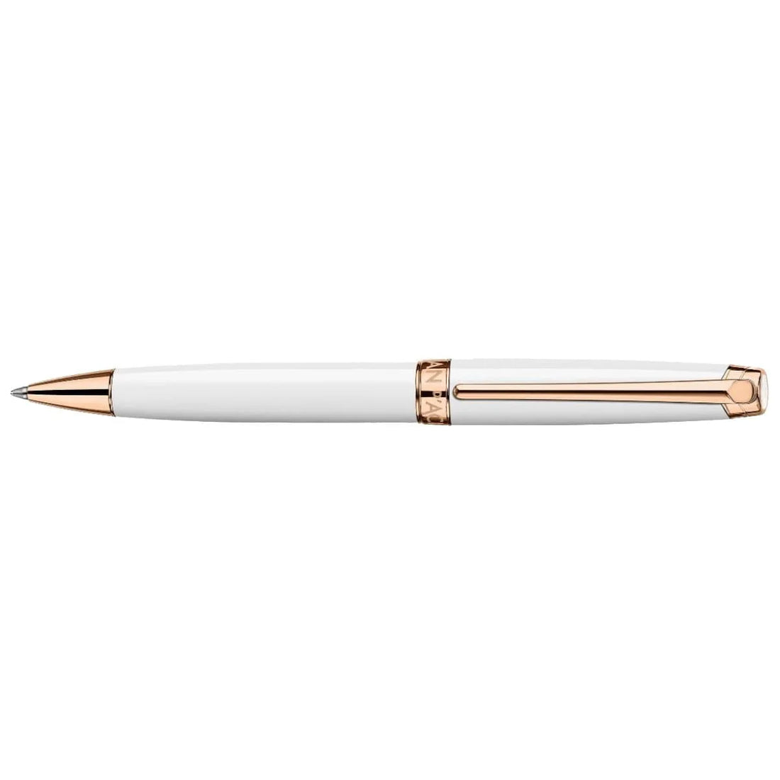 CARAN d'ACHE LEMAN WHITE Ballpoint Pen, White Rose Gold-Plated