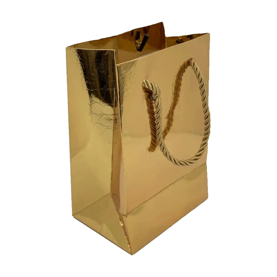 Paper Gift Bag, Croco Glossy, Gold