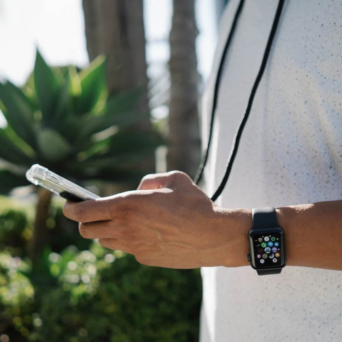 Crossbody and Necklace Phone Case for iPhone, Green Camouflage