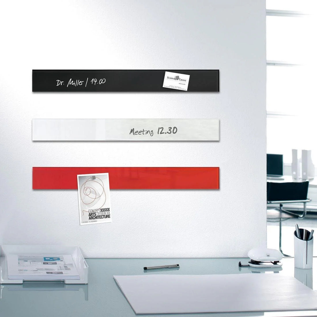 Sigel Magnetic Glass Board ARTVERUM, 6.5 x 55 cm, Red