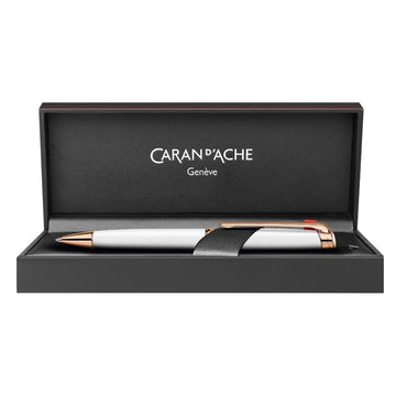 CARAN d'ACHE LEMAN WHITE Ballpoint Pen, White Rose Gold-Plated