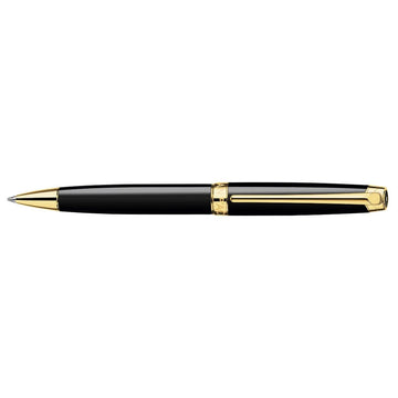 CARAN d'ACHE LEMAN EBONY BLACK Ballpoint Pen, Black/Gold Plated