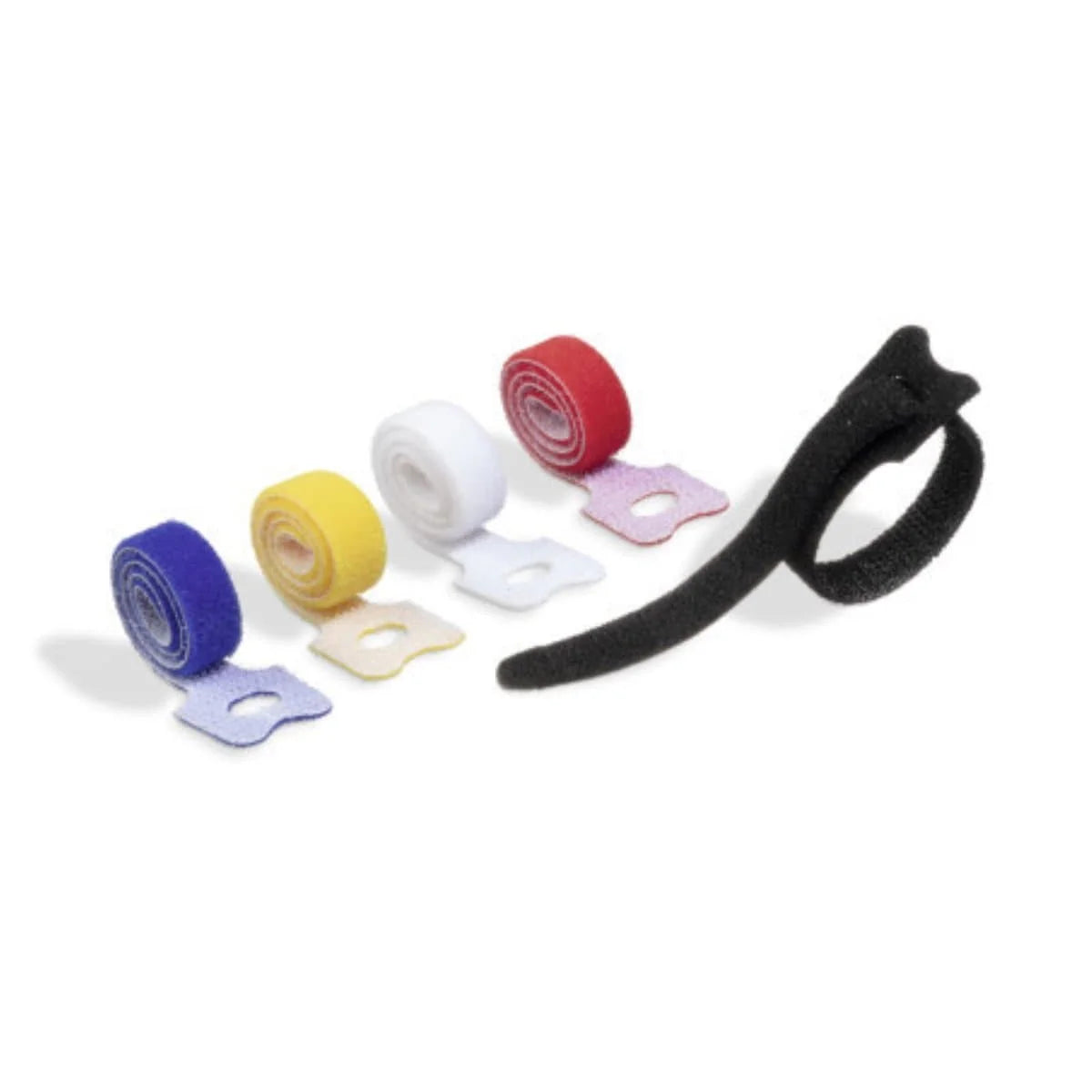 Durable CAVOLINE Hook & Loop Cable Ties, 10 x 200 mm, 5/pack, Assorted Colors