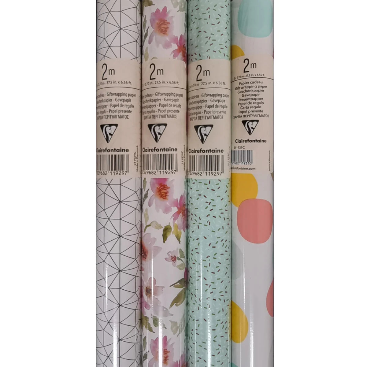 Clairefontaine Gift Wrapping Paper FANTASY, 70cm x 2m, Assorted Colors, per Roll