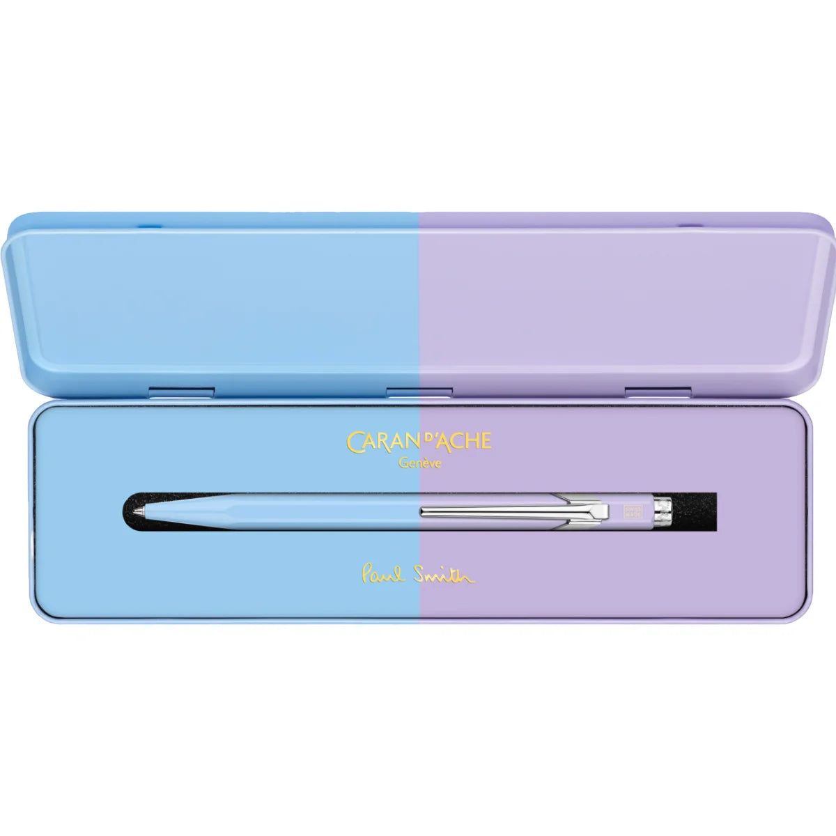 CARAN d'ACHE 849 Ballpoint Pen PAUL SMITH with Box, Sky Blue/Lavender - Limited Edition