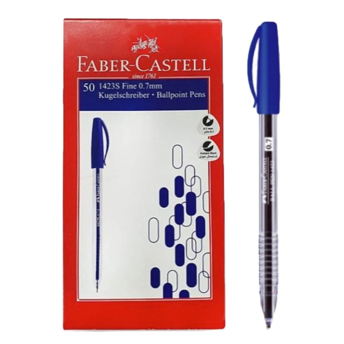 Faber Castell Ballpen 1423, 0.7mm, 50/box, Blue